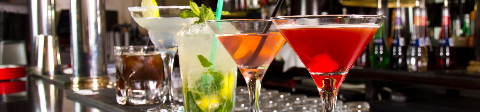 mixed drinks on bar photo
